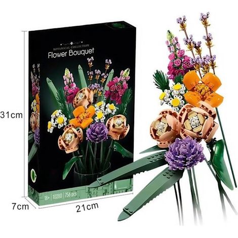 Lollanda Botanicals Rosa Bukett Byggklossset, Suckulent Växt Krukväxt Bukett, Dekorativ Byggkloss Leksaksgåva Succulent Potted Plan