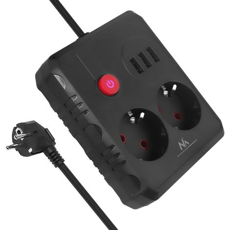 MACLEAN MCE387/8 MULTIPRISE  2 PRISES 3XUSB 2500W  CORDON COMPACT AVEC PRISES COUDÉES À 45°  INTERRUPTEUR LUMINEUX POUR MONTA