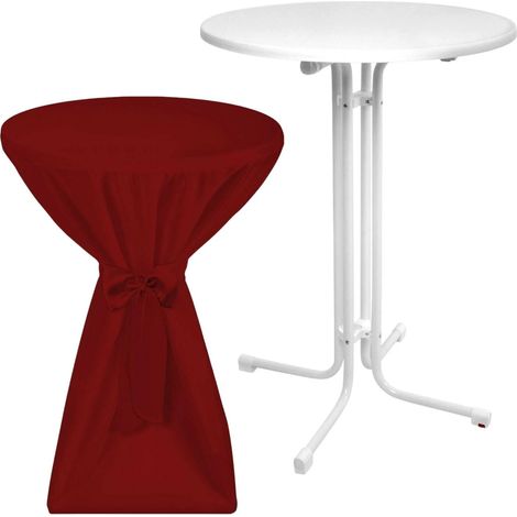 Outdoor Stehtisch Sylt, klappbar, Ø80cm, Bordeaux, mit Husse