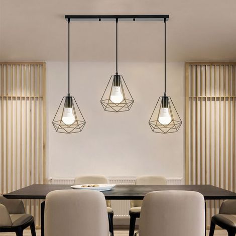 Lustre Cage Contemporain Forme Diamant 20.525cm 110-221V Noir (1/5)