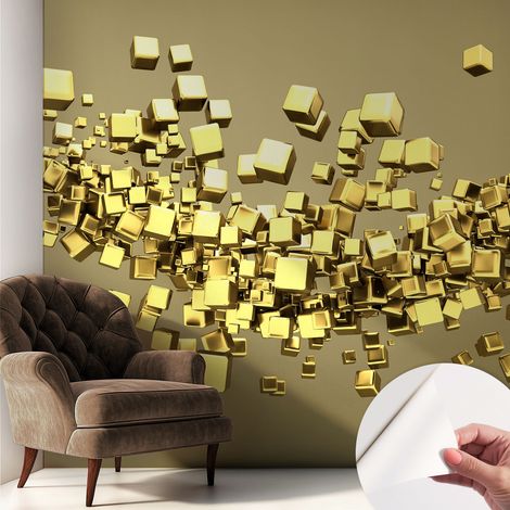 Papier peint autocollant adhésif décoratif avec motifs pour salon et chambre a motif Cubes créatifs 250x250 cm (1/5)