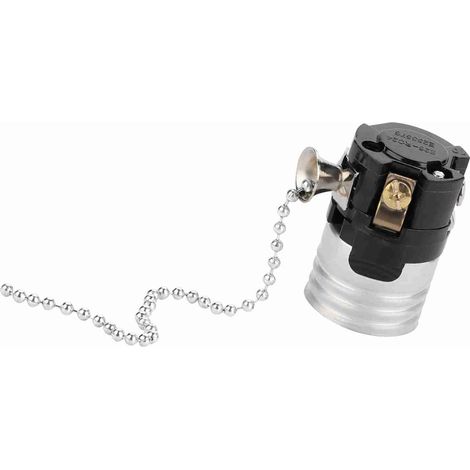 Douille de lampe vintage E27 en aluminium avec chaînette, douille de lampe de table à culot à vis (argenté) (1/5)