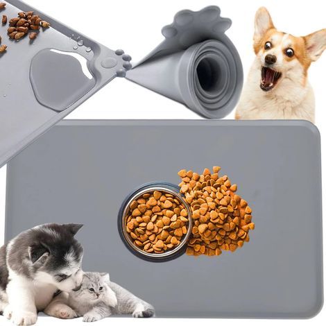 wasserdichte, rutschfeste Silikonmatte mit erhöhtem Rand, Bodenschutz für Hunde und Katzen, 47,5 x 29,5 cm (1/5)
