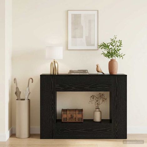 vidaXL Console Table Black Oak 101 x 30 x 74 cm Engineered Wood