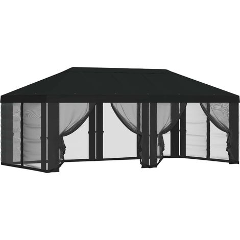 Gazebo Cover with Sidewalls Black 600.5 x 300.5 cm Polyester vidaXL (1/5)