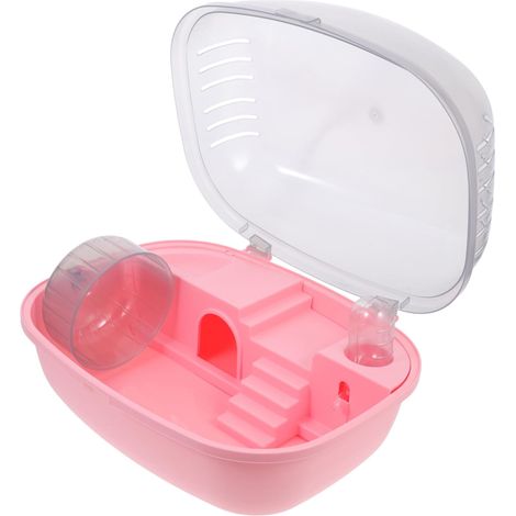 Pink ABS Hamster Cage for Home and Travel, Small Enclosure (1/5)