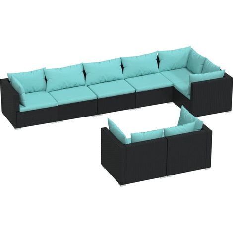 Maison Exclusive - Set Mobili da Giardino con Cuscini 8 pz Nero in Polyrattan (1/5)