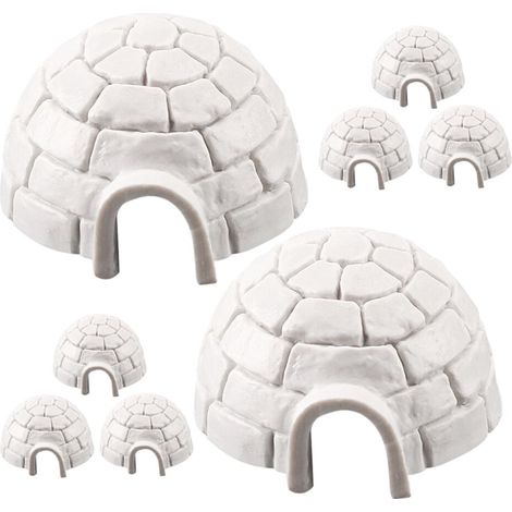 Ensemble de décoration intérieure comprenant 8 pièces d'igloo miniatures en résine blanche, 1,50 x 1,50 x 0,87 pouces.