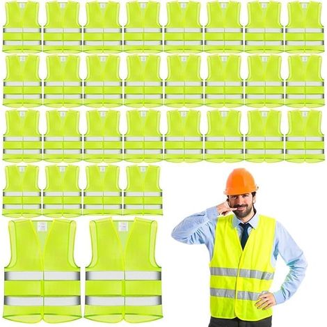 Gilet Jaune Adulte, Gilet Jaune Voiture, Gilet Fluorescent de Sécurité Haute Visibilité à 360 °, Gilet Haute Visibilité Hommes et Femmes, Gilet de Securite pour Conducteurs Travailleurs (1/5)