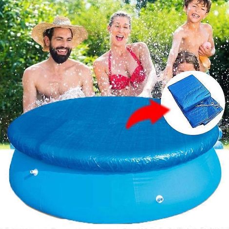 Couverture de piscine ronde de 183 cm avec élastique, bâche coupe-vent, imperméable et anti-poussière, installation rapide (1/5)