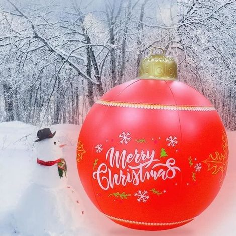 (16 blinkende Farben) Aufblasbare Weihnachtskugel – Weihnachtsdekoration – 60 cm – 16 blinkende Farben – PVC – Für drinnen und draußen