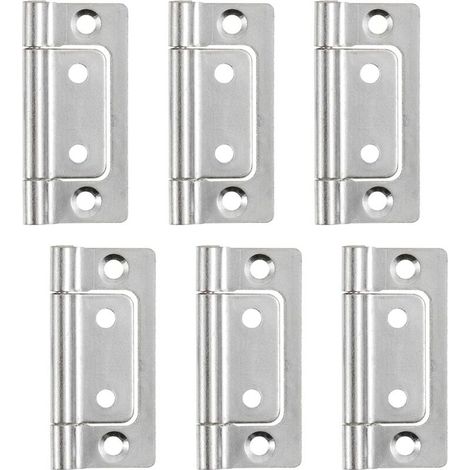 Klappscharniere 51 x 25 mm, 6 Stück, für flächenbündige Türen, geräuschlos, für Türen, Fenster und Schränke, silberfarben (1/5)