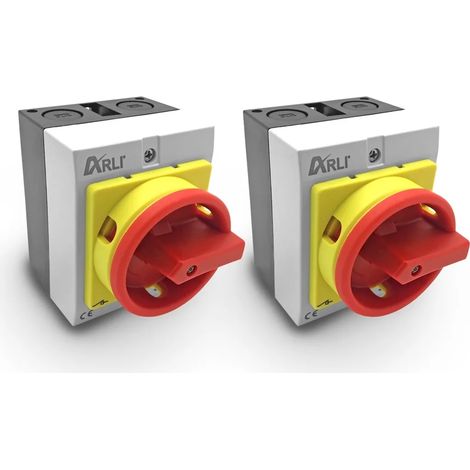 2 interrupteurs principaux ARLI 16 A 4 pôles avec boîtier IP65, sectionneurs 230–440 V pour montage mural en atelier industriel (1/5)