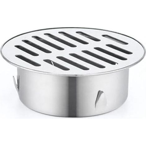 Scarico a pavimento rotondo in acciaio inox, griglia di raccolta, filtro anti-intasamento, accessorio per balcone, cortile, tetto, terrazzo, giardino esterno (ø110 mm)