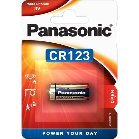Batteria al litio Panasonic CR123 3V, 1 pezzo (1/5)