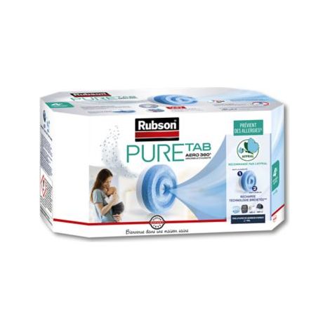 Rubson AERO 360° Pure, 4 recharges de 450 g, tabs neutres anti-humidité & anti-odeurs pour déshumidificateur Rubson, purificateur d'air pour lutter contre les allergies
