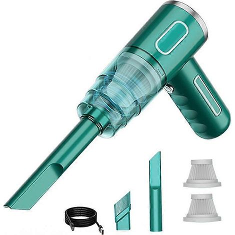 Kabelloser, tragbarer Autostaubsauger, grün, leichter Handstaubsauger für Auto und Haushalt, leistungsstarker 2-in-1-Staubsauger, wiederaufladbar (1/5)