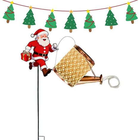 Weihnachtliche LED-Solar-Gartenleuchte mit Weihnachtsmann-Wasserkessel (1/5)