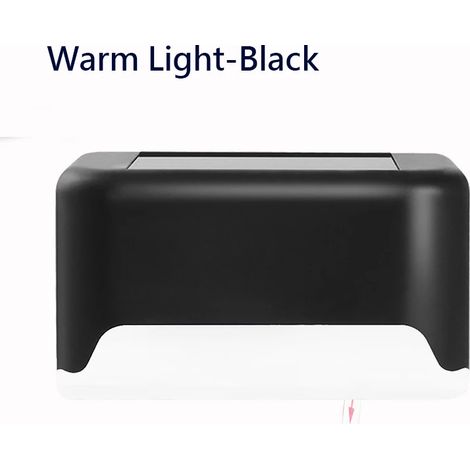 (1 pièce - Lumière chaude - Noir) Lampe solaire LED blanc chaud pour marches, escaliers, jardin, balcon, terrasse, clôture - Étanche - Compatible avec les espaces extérieurs. (1/5)