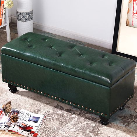 Pouf Panca Contenitore in Ecopelle Cassapanca Capiente Divanetto Divano Verde (1/3)