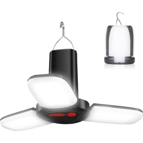 Lanterne Camping Rechargeable, Lampe Camping LED Pliable 3 Modes d'Éclairage Réglables Portable Lampe Tente Trois Feuilles Collapsible USB Rechargeable d'urgence Lanterns pour Camping,Randonnée (1/5)