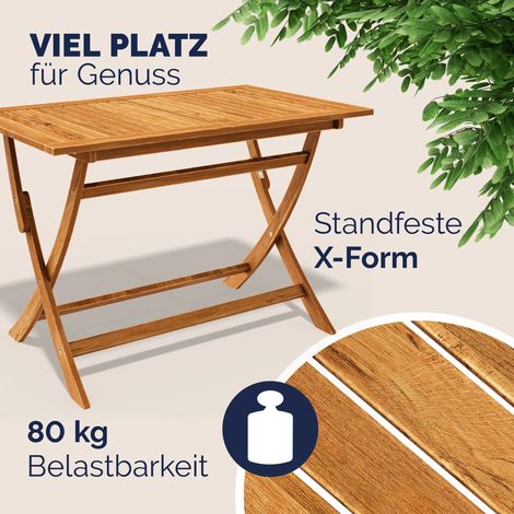 CASARIA® Ensemble de meubles de jardin SYDNEY salon de jardin en bois d'acacia certifié FSC® pour 4 personnes table exterieur pour terrasse version 2026 Sans accoudoirs