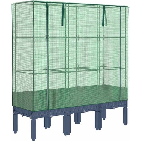 Maison Exclusive - Hochbeet mit Gewächshaus-Aufsatz Rattan-Optik