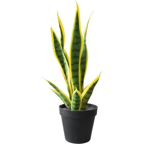 Plante serpent artificielle 40 cm en pot, décoration intérieure et extérieure feuillage jaune (1/5)