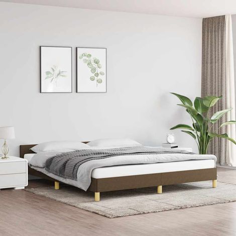 Cadre de lit sans matelas marron foncé 160x200 cm tissu