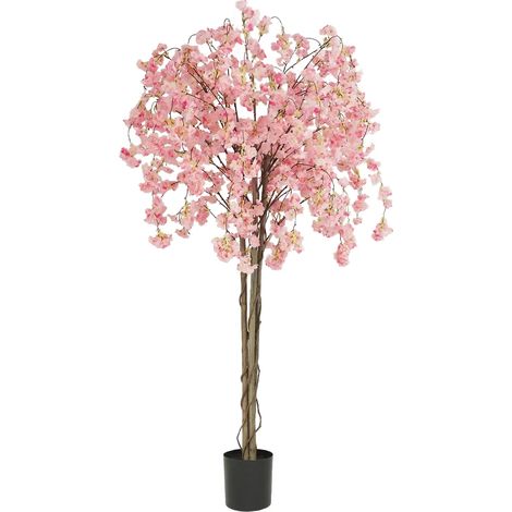 Cerisier artificiel retombant rose 180cm – 1398 fleurs réalistes – Branches flexibles pour personnalisation – Pot noir lesté inclus – Ligne Deco (1/4)