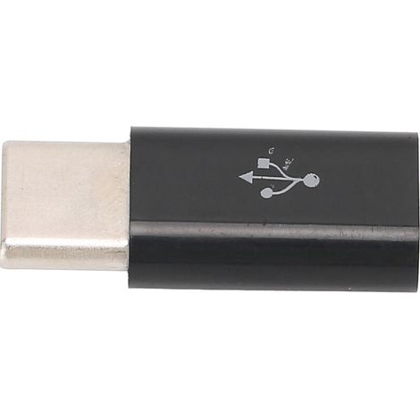 Adapter Micro-USB zu USB-C, kompatibel mit schnellem Laden, langlebiges ABS, Schwarz, Plug & Play (1/5)