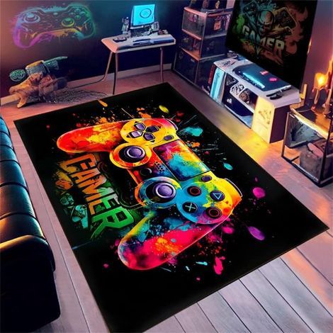 1 Tapis Sol Gamer 3D Ciel Étoilé, Flanelle Douce Antidérapante, Décoration Chambre Enfant (1/5)
