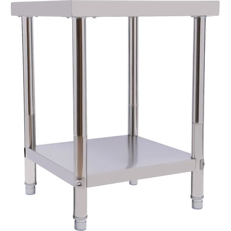 Table de travail, Acier inoxydable durable, Design de rangement spacieux, Argent (1/2)