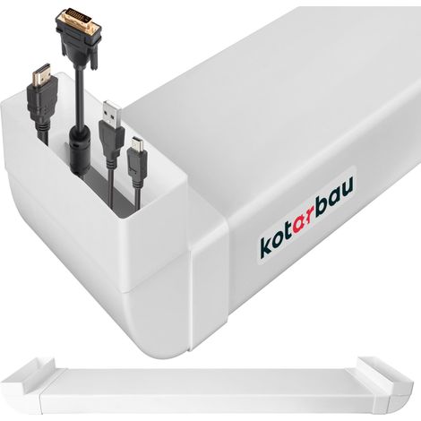 KOTARBAU® Cache Cable - Goulotte Passe Cable - PVC - 204 x 60 mm - 113 cm - Blanc -  Mural - Goulotte Electrique - Cache Fil Electrique - Installation Facile (1/5)