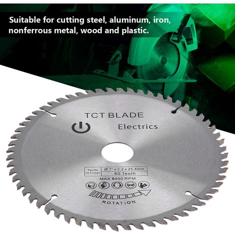 Lame de scie circulaire en carbure de 180 mm (1/2 pouce) à 60 dents pour la coupe du bois et du plastique (1/5)
