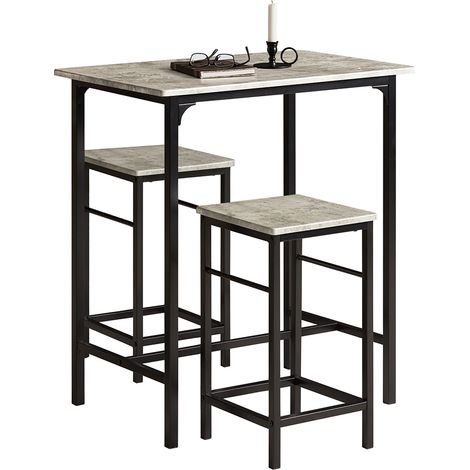 SoBuy OGT10-HG,Bar Set-1 Bar Table and 2 Stools,Grey Top