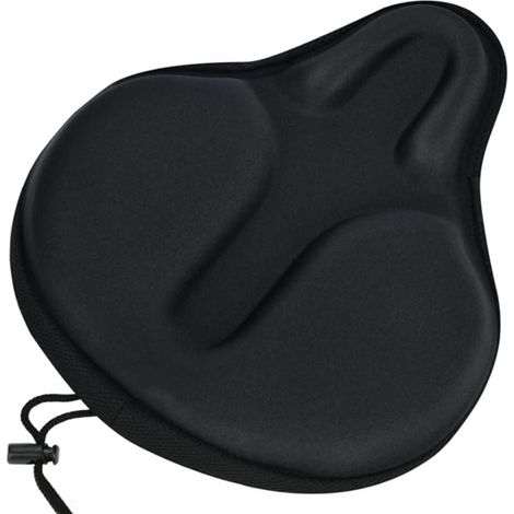 Housse selle gel vélo confortable noir, coussin grande taille (1/3)