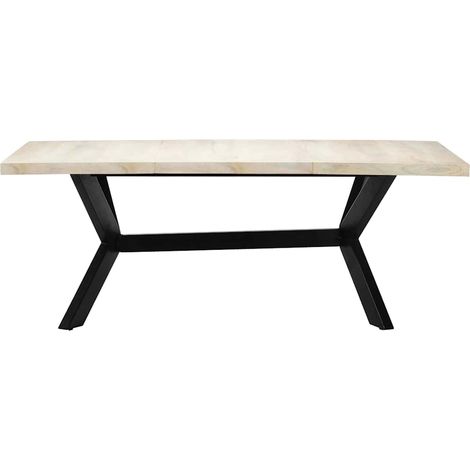 vidaXL Mesa de comedor madera maciza de mango blanco 200x100x75 cm (1/2)