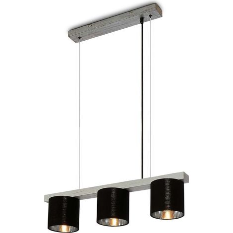 Briloner Leuchten LURI - Pendelleuchten - 4736034 - Höhenverstellbar - Silver-Crafted - Holz - E14 Fassung max. 25 Watt - 3-flammig - 65 x 15 x 136 cm
