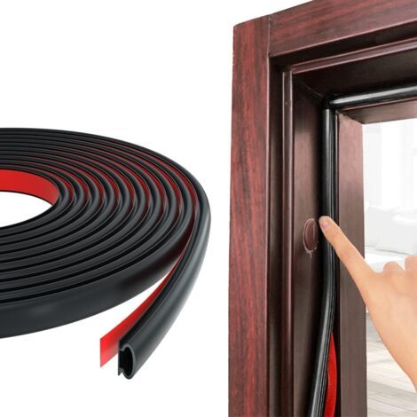 Joint de porte et fenêtre caoutchouc noir 15M – Adhésif acrylique haute adhérence – Isolation phonique et thermique – Pour espaces de 2,5 à 6mm - cart-15M (1/5)