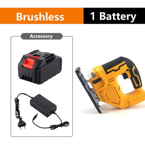 Scie sauteuse électrique sans fil , outils de travail du bois, machines à découper le bois, scie portative pour batterie Makita 18V-Yellow with 1 battery (1/5)