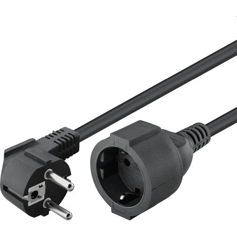 Cable de alimentacion alargador Schuko macho a hembra 5 M Negro