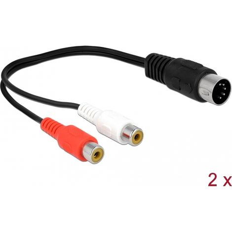 Delock Cable DIN conector de diodo 5 pin a 2 x RCA hembra 20 cm