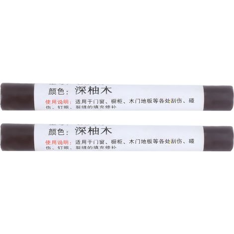Lot de 2 crayons de réparation pour meubles et sols, stylos de retouche pour rayures, matériau de réparation pour bois composite, teck foncé (1/5)