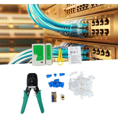 Pince à dénuder pour connecteurs réseau (50 pièces), kit combiné de 7 pièces, testeur de câbles (1/5)
