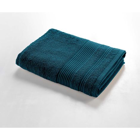 Drap de Douche (70 x 130 cm) Tendresse Indigo, Eponge Unie 100% Coton (1/5)