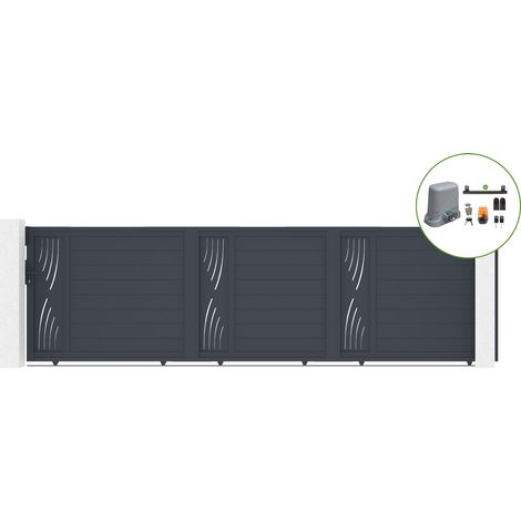 Portail coulissant 5m VELETA H.140cm alu + motorisation TANKER C600 (1/5)