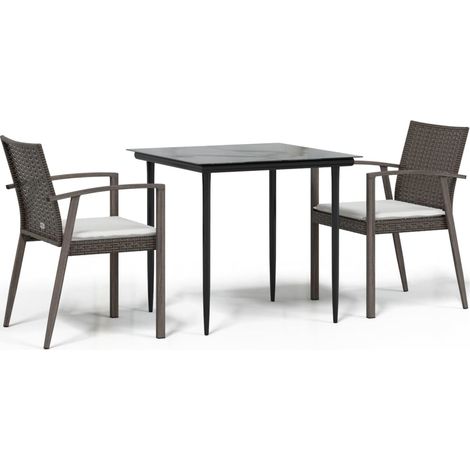 Maison Exclusive - 3-tlg. Garten-Essgruppe mit Kissen Poly Rattan