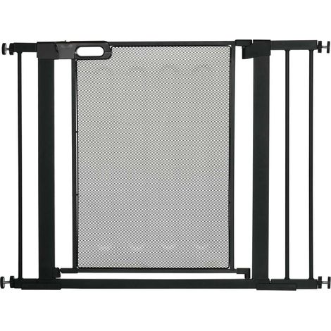 Barrière de Sécurité Escalier et Porte sans Perçage, Fermeture Automatique, Largeur Réglable 75-103 cm, Hauteur 76 cm, Acier Noir (1/5)