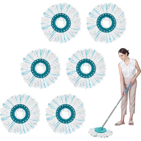 6 Pieces Replacement Heads Microfibre Mops, Clean Twist Disc Mop Micro Kit, Replacement Head, for Cleaning Dirt Particles, Floor Washing (1/5)